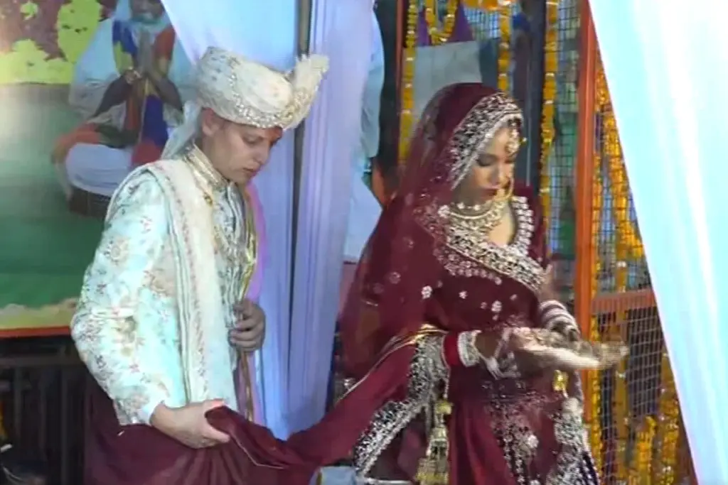 Simple Wedding at Kalki Dham Sambhal Punjabi Boy Marries Tribal Girl Setting Social Example
