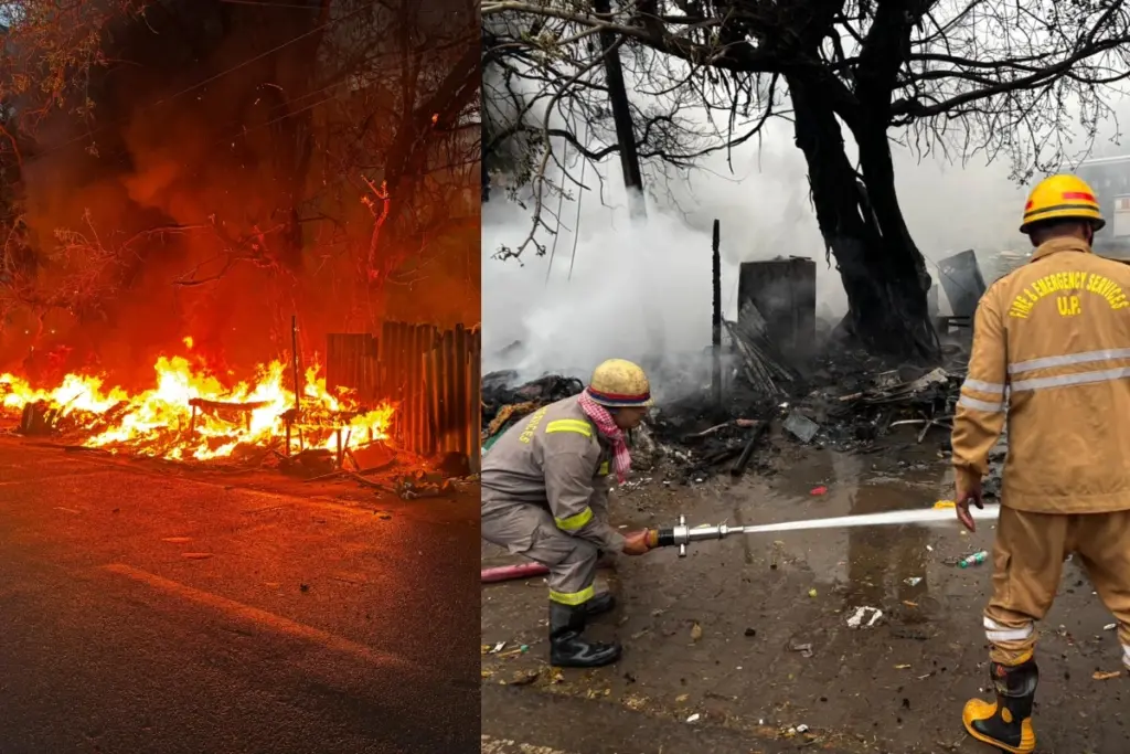 Ghaziabad Major Fire breaks out in Vasundhara Slums, Fire brigade avoids big tragedy
