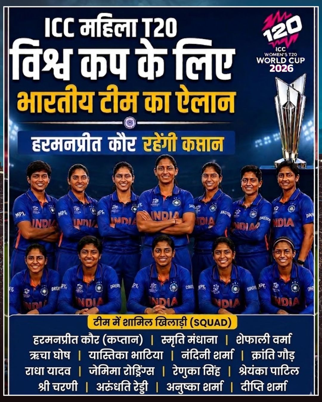 India Women T20 World Cup Squad 2026