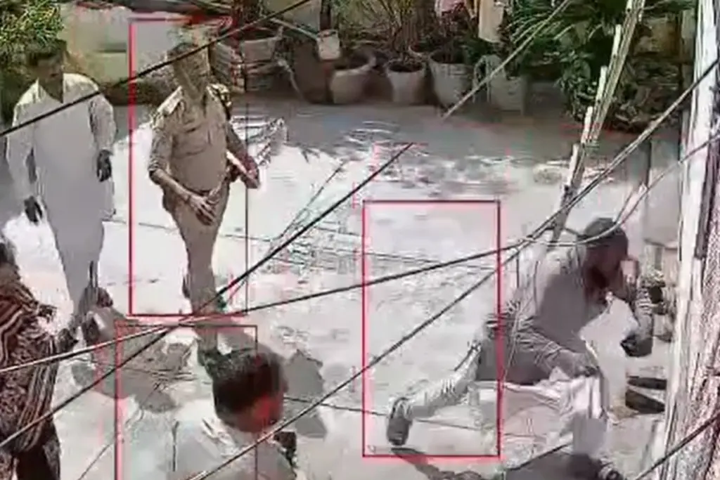 Amroha CCTV Viral Youth Bangs Head On Wall In Front Of Police To Frame Rival