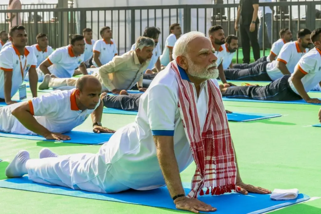 PM Modi International Yoga Day Journey From Rajpath to Kolkata Red Road