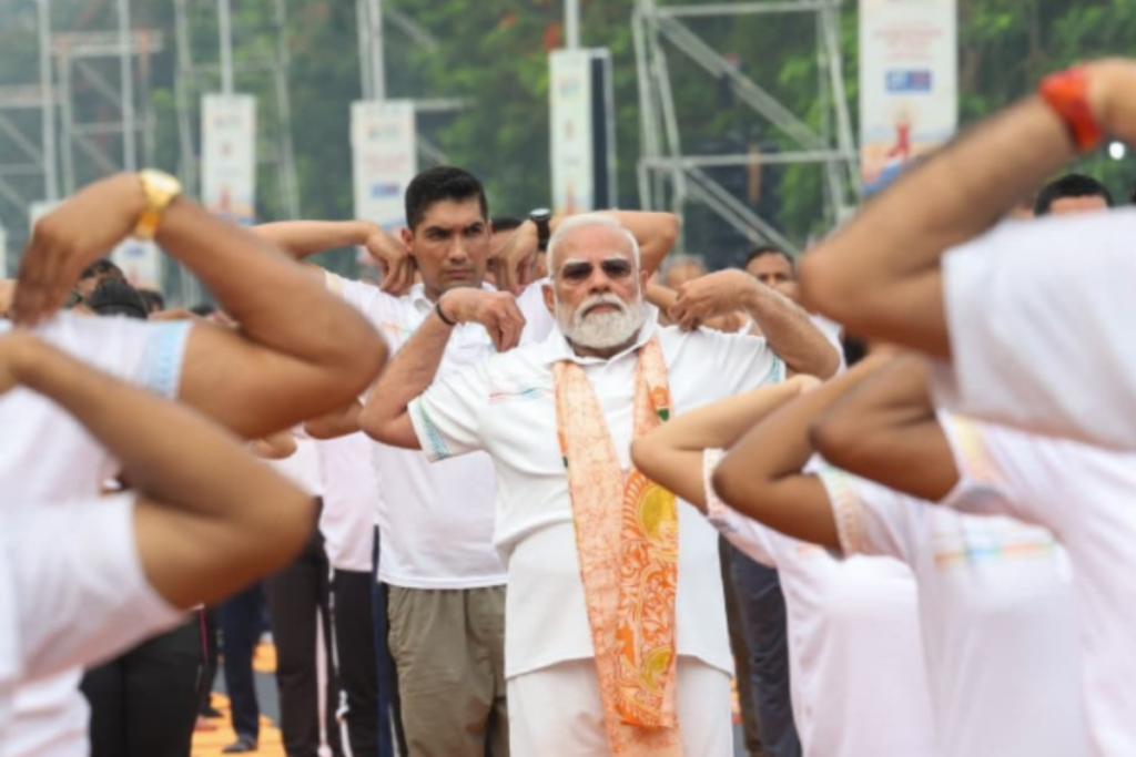 PM Modi Performs Yoga With 35000 People At Kolkata Red Road