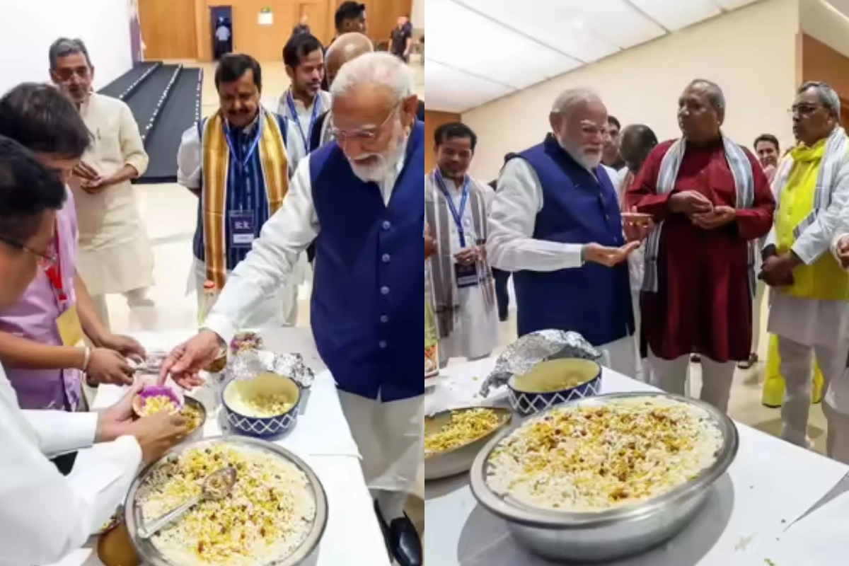 एनडीए बैठक में पीएम मोदी का अलग अंदाज, झालमुड़ी खाते हुए वीडियो वायरल