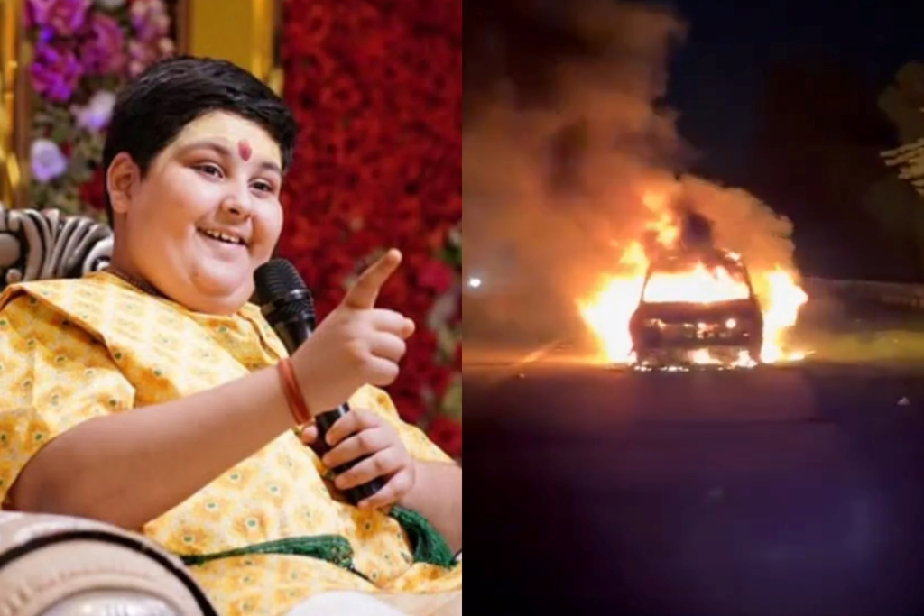 Bal Kathavachak Abhinav Arora Car Catches Fire On Yamuna Expressway