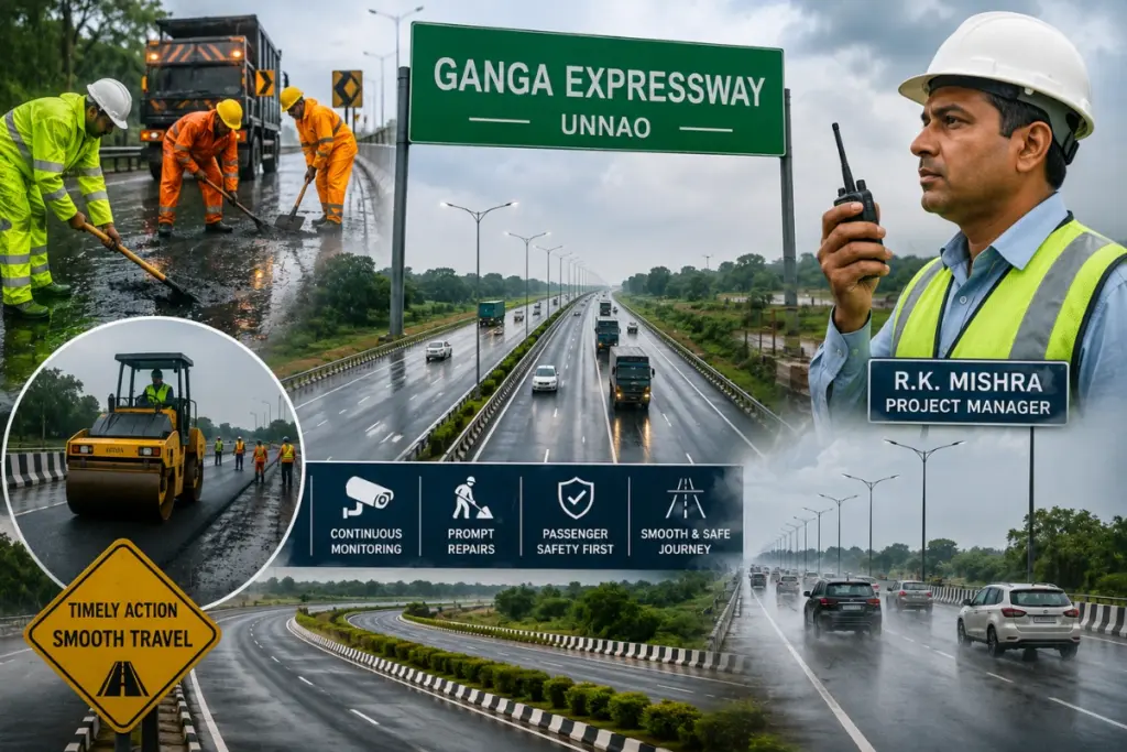ganga-expressway-traffic-remains-smooth-in-unnao-as-rain-hit-stretches-repaired-promptly
