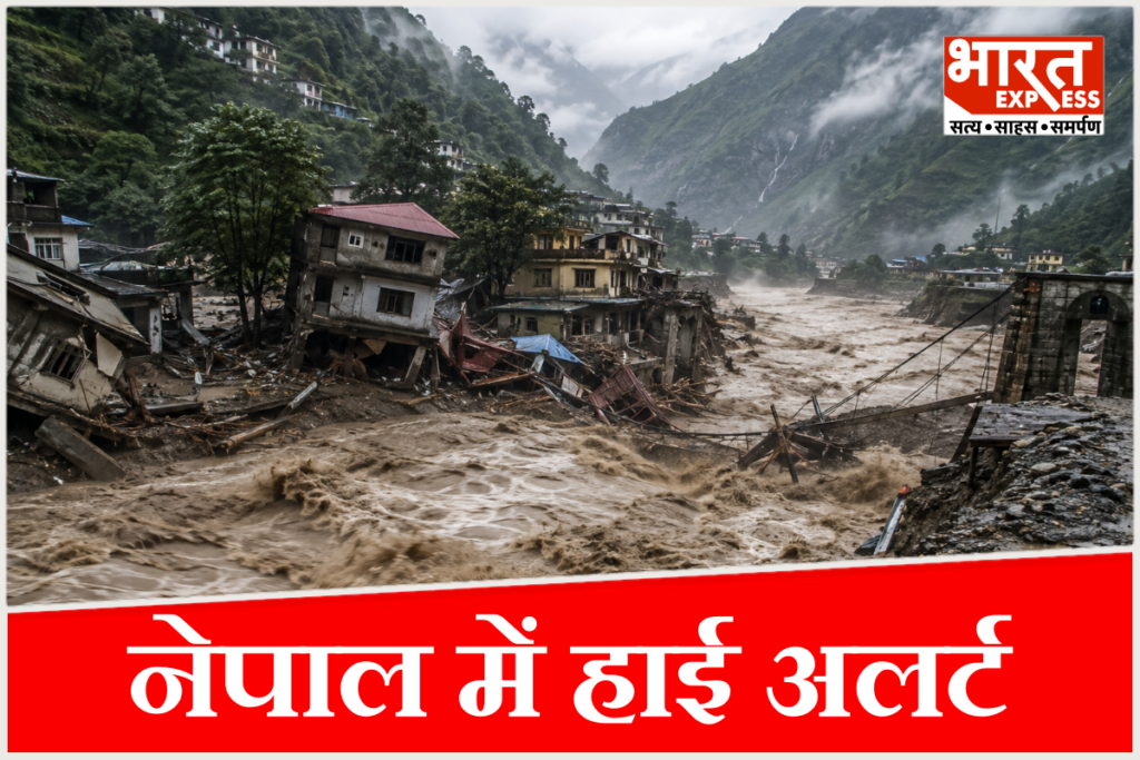 नेपाल के रसुवा में बाढ़ से भारी तबाही.