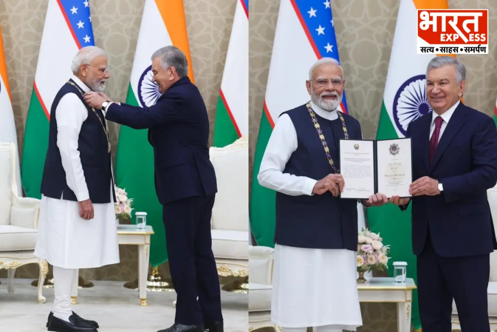PM Modi Conferred With Uzbekistan Highest Honour Oliy Darajali Amit Shah Congratulates Dostlik Bharat Express