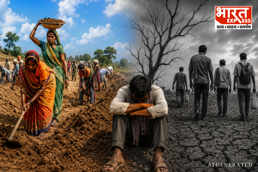 Rural Job Guarantee Scheme Decline VB GRAM G Monsoon Crisis India Bharat Express