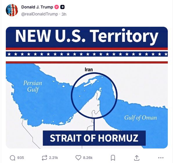 Donald Trump Strait of Hormuz claim