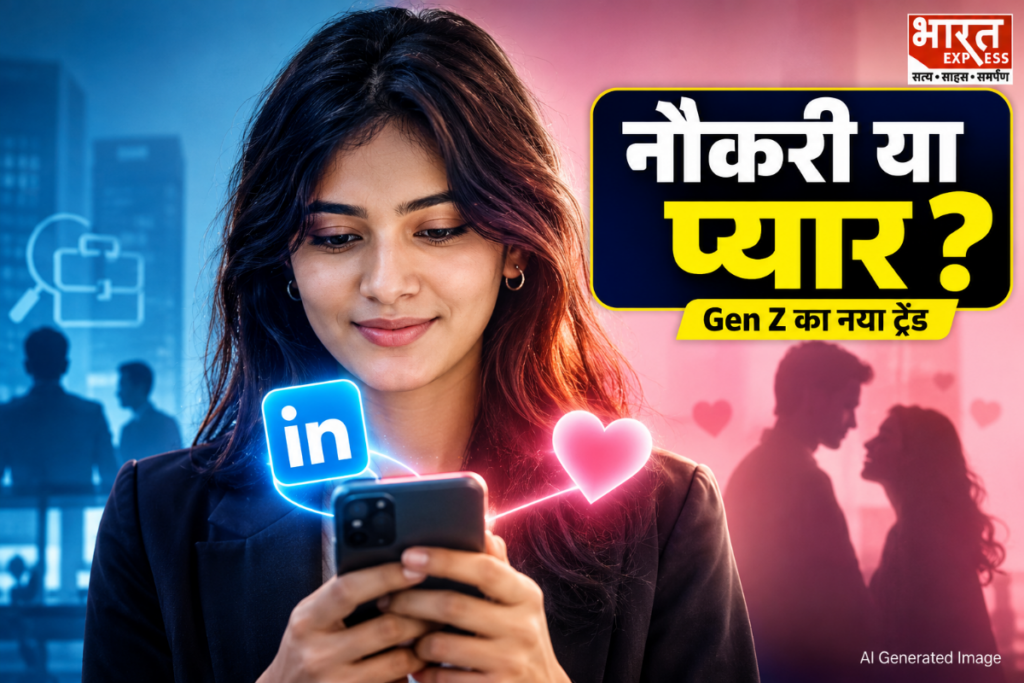 young professional with LinkedIn app interface, reflecting the modern Gen Z dating trend on professional networking platforms