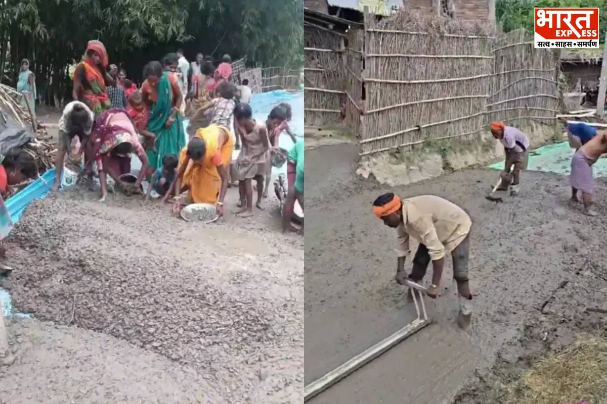 सड़क बनी भी नहीं और बाल्टियां भर-भरकर गीला सीमेंट ही उठा ले गए गांव वाले, बीच में रोकना पड़ा काम; देखें VIDEO