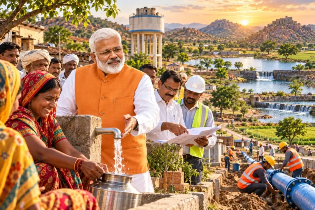 बुंदेलखंड में जल जीवन मिशन के कार्यों का निरीक्षण करते जल शक्ति मंत्री स्वतंत्र देव सिंह.