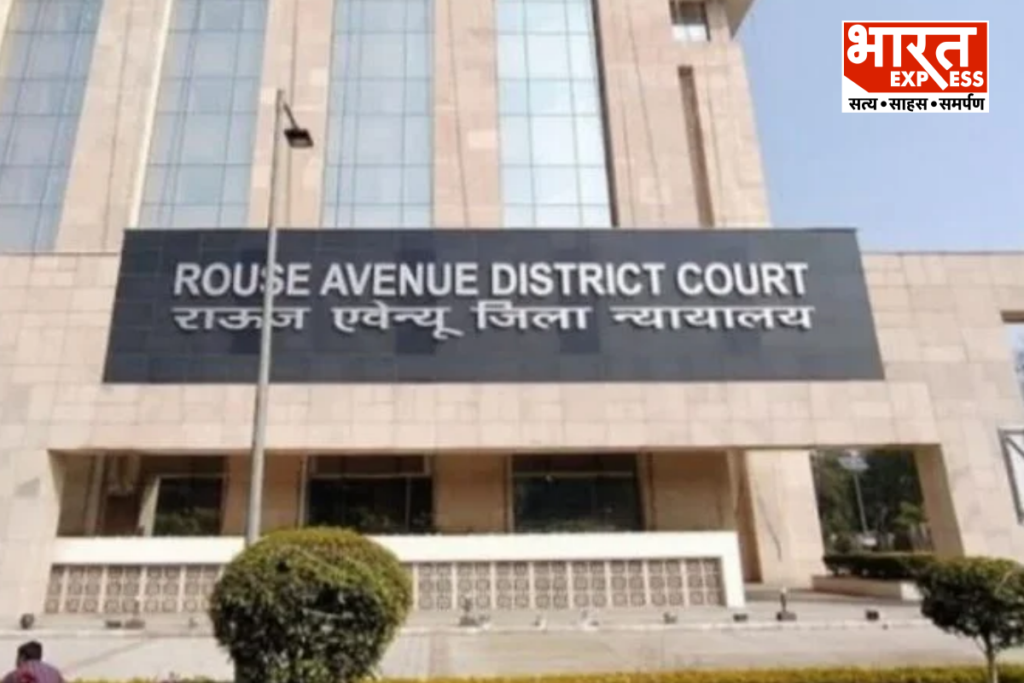 Rouse Avenue Court building and legal news graphic for Delhi Jal Board STP scam