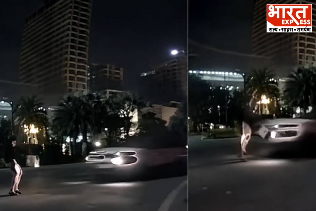 Speeding Car Hits Youth At Greater Noida Bisrakh Murti Chowk Video Viral Bharat Express