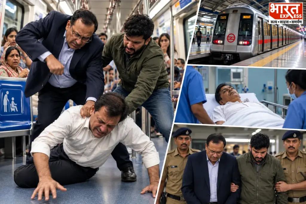 सुप्रीम कोर्ट मेट्रो स्टेशन पर सीट के विवाद के बाद मची अफरा-तफरी.