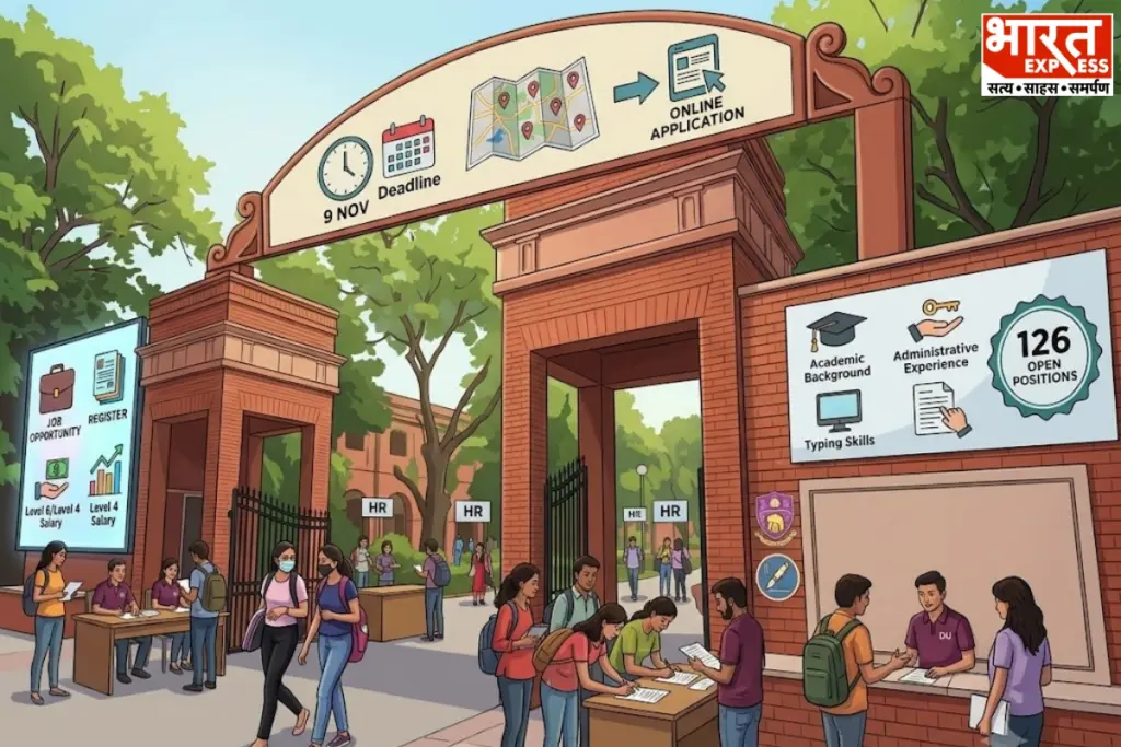 दिल्ली यूनिवर्सिटी ने 126 सीनियर असिस्टेंट और असिस्टेंट पदों पर भर्ती निकाली है। ग्रेजुएशन और प्रशासनिक अनुभव रखने वाले उम्मीदवार 9 नवंबर तक ऑनलाइन आवेदन कर सकते हैं। इस भर्ती में लेवल 6 और लेवल 4 के तहत सैलरी व भत्ते दिए जाएंगे.