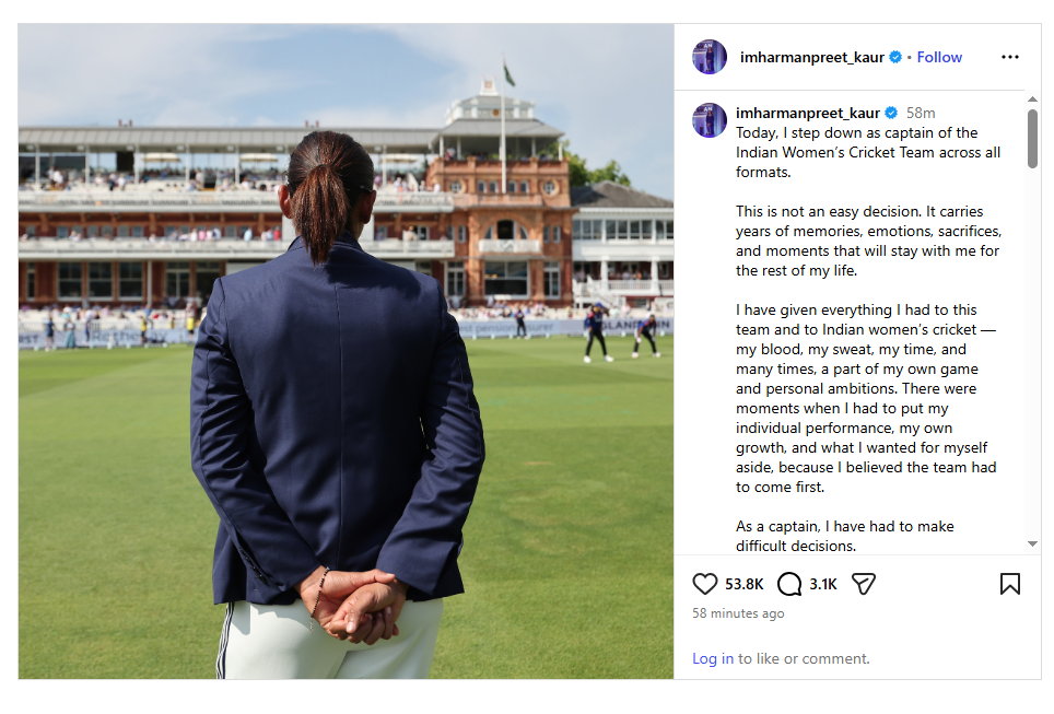 Harmanpreet Kaur Resigns