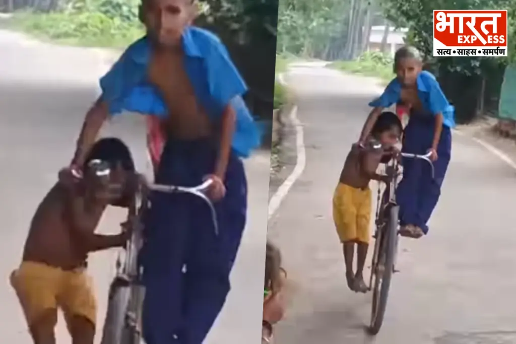 Kids Big Bicycle Riding Desi Jugaad Viral Video Social Media