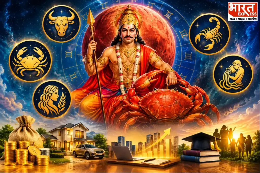ज्योतिष शास्त्र में मंगल के कर्क राशि में गोचर से 5 भाग्यशाली राशियों को धन लाभ, करियर में तरक्की और सुख-समृद्धि मिलेगी.