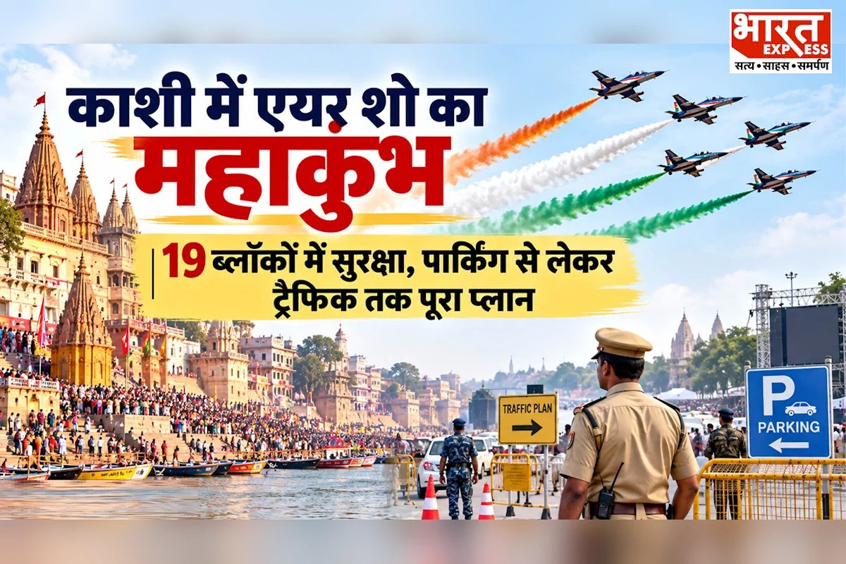 आसमान में दिख रहा भारतीय वायुसेना का पराक्रम: काशी में ‘विंग्स ओवर गंगा’ एयर शो शुरू, 100 लड़ाकू विमान दिखाएंगे हैरतअंगेज करतब